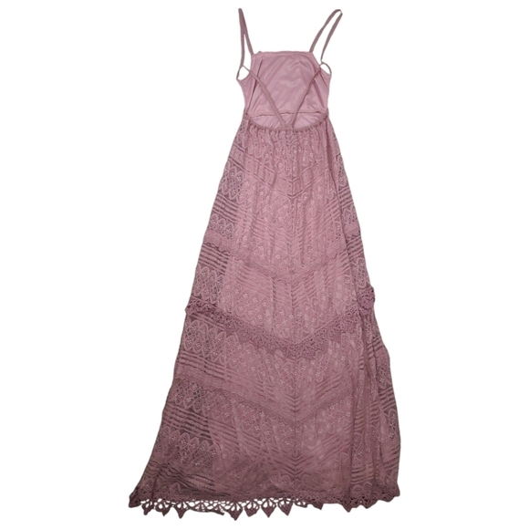 Lulus Beneath the Garden Arbor Dusty Rose Lace Maxi Dress Size Small - Picture 15 of 16